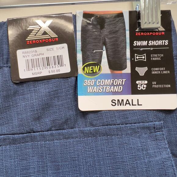 Zeroexposur Navy Blue Swim Shorts Men's Size S NEW UV Protection - Picture 7 of 8